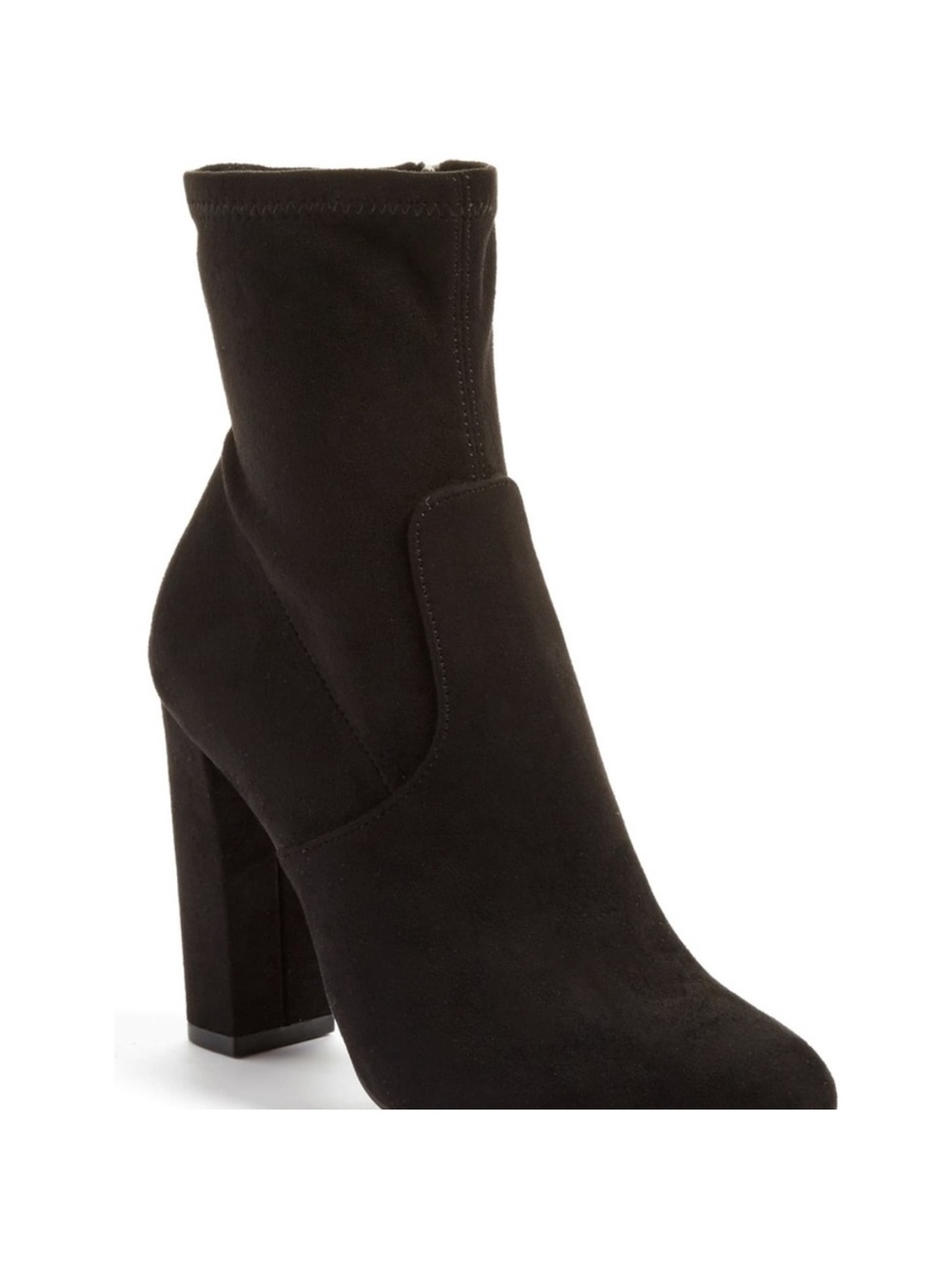 Steve Madden Editt Black Suede-Look Block Heel Ankle Boot
